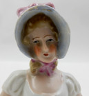 Vintage Lady With Bonnet  5715 Porcelain Pincushion Half Doll  Made In Germany