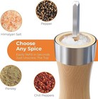 Wooden Salt And Pepper Grinder Set  Refillable Salt   Pepper Mills Adjust 