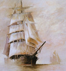1984 Vintage Print Sail Ship Homeward Bound American Maritime Oil Paint Image
