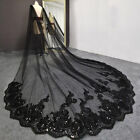 Black Wedding Capes Lace Applique Red Wedding Cloaks Sequin Cathedral Cape 3m