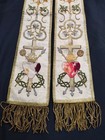 Vintage Church Metallic   Silk Embroidery Stole Religious Christian Vestment