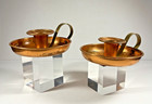 Coppercraft Guild Candlestick Holders-hammered Copper   Brass-usa Made Vintage