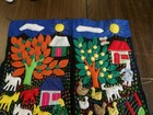 Colombian Appliqu   Textile Wall Hanging Folk Art Village Scene Handmade Fabric