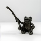 Vintage Pewter Figurine Miniature Frog Fishing Figure