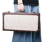 Wooden Treasure Chest With Lock  Vintage Suitcase Wood Keepsake Storage Box W   