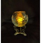 Vintage Godinger Lead Crystal Rose Bowl Candle Holder With Silver Plated Stand