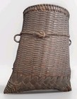 Vintage C 1950 Vietnamese Woven Hanging Basket   7 5  X 6 25  