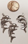 12 Vintage Dual Dolphin Steel 22mm Silver Metal Stamping Bead Charm Pendants N30