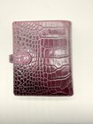 Rare Croc Print Leather Filofax Pocket Size Plum wine Osterley Organizer Planner