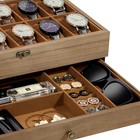 12 Slot Solid Wood Watch Box Clear Glass Top  Men s Jewelry Display Storage Case