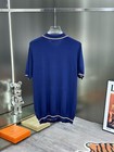 Stefano Ricci Men s Lapel Knitted Casual Pullover Short Sleeve Polo Shirt Blue
