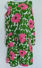 Vtg  Made In Hawaii Hawaiian Bright Green Pink Flowers 2pc Set Playsuit 70s L xl