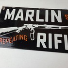 Vintage Marlin Firearms Sign - Safety Repeating Rifles Gas Pump Porcelain Sign