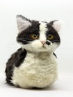 Handmade Wool Felt Black   White Cat Figure