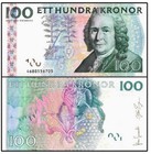 2001-2014 Sweden 100 Kronor P-65 Unc New Banknote