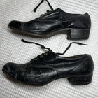 Antique Edwardian Women   s Black Leather Lace Up Oxford Shoes C1905