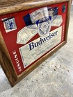 Vintage Budweiser    king Of Beers    Mirror Reflective Bar Sign     Oak Frame