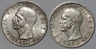 Albania   1939r 5 Lek Lot Of 2 Silver Coins vittorio Emanuele - High Grade    