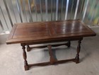 Antique Primitive Farmhouse Table  With Turned Trumpet Legs  With Leaf  Wood