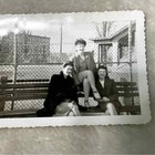 Three Women Sitting On Bench 1940s Fashion Vintage Found Photo Ebx