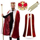 Tigerdoe King Costume-3 Pc Medieval Adult Costume Set- King Crown  Regal Robe  A