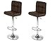  Pu Leather Swivel Hydraulic Bar Stool With Back Cushion  Set Of 2  Dark Brown