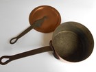 Antique French 8 Inch Heavy Copper   Cast Iron Pot With Lid  20 No Markings