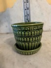 Vintage Mccoy Pottery Green Banded Planter W  Attached Saucer 