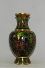 Vintage Chinese Cloisonne Spinach Floral 6 5 By 3 5 Vase Cabinet Kept No Damage