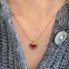 Womens Necklace Heart Cubic Zircon Pendant 18k Gold Plated Stainless Steel Chain