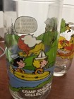 Set Of 5 Vintage Camp Snoopy 14 Oz Mcdonalds Glasses Peanuts Charlie Brown 1983