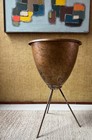 Vintage 50s Mcm Plastic Tripod Planter Mid Century Modern Atomic Era Gold Black