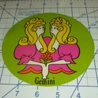 Vtg 1970s Gemini Zodiac Sticker Decal Large 5 5  Psychedelic Mod Art Fasson Nos