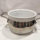 All Clad 3 Qt Fondue Pot Set Ceramic Insert Heavy Gauge Stainless Steel 6 Forks