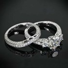 2 68ct Round Cut White Moissanite Bridal Wedding Ring Set 14k White Gold Size 6