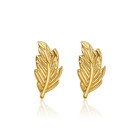 14k Solid Yellow Gold Leaf Stud Earrings