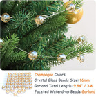 9 8ft Crystal Glass Balls Christmas Garland 48 Beads 16mm Faceted Prism Beads St