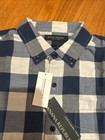 Banana Republic Men s Luxe Flannel Blue Checkered Shirt Size M Brand New