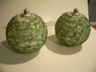 Pair Excellent Vintage Mid-century White W green Lucite Spaghetti Lamp Globes 8 
