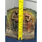 Vintage Cast Iron Bookend Farm Couple  Rustic Angelus Scene 6  Heavy Metal Decor