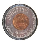 1953 Lincoln Wheat Cent Encased Davidson   s Ambridge Pa Good Luck 