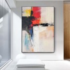 Pure Black Red Handpainted Abstract Oil Painting On Canvas Home Wall Decor Art