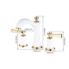 3pcs White Bathroom Sink Faucet Dual Handles Brass Mixer Deck Mounted Vanity Tap