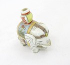 Vintage Chinese Porcelain Famille Rose Elephant Snuff Bottle In Box 2 75  X 2 25