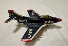Rare Tin Vintage Navy Fighter Cougar Jet With Missiles Made In Japan