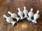 6 Vintage Wood Finials Wooden Painted White Architectural Salvaged Lot