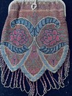 Antique French Art Nouveau Metallic Beaded Bag With Fringe  Xx538