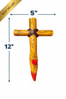 Vampire Slayer Stake Cross Prop 12 Inch Plastic Fake Wood Bloody Zombie Hunter