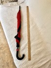 Vintage Novelty Red Black Dice Cane Umbrella Casino Gambling Theme Curved Handle