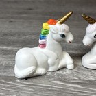 Vintage Hand Painted White Rainbow Baby Foal Unicorn Ceramic Figurine Set Decor